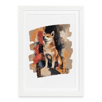Shiba Inu - Affiche encadrée (27 × 37 cm) - blanc - Devant