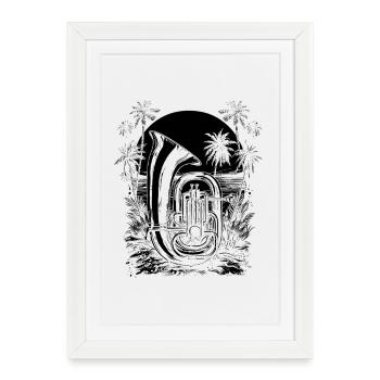 Dessin de tuba - Affiche encadrée (27 × 37 cm) - blanc - Devant