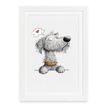 Irish Wolfhound Cartoon Dog Dog Breed - Affiche encadrée (27 × 37 cm) - blanc - Devant