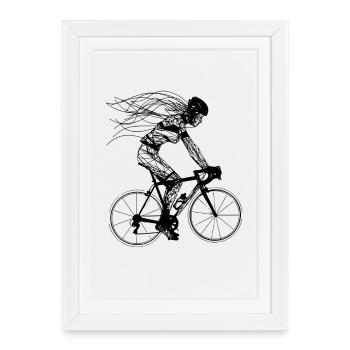 Cyclist Stroke Sketch - Framed poster (27 × 37 cm) - white - Front