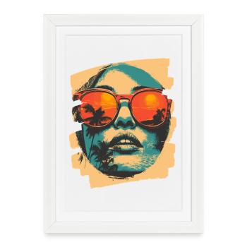 Sunglasses Summer Palm Trees - Framed poster (27 × 37 cm) - white - Front