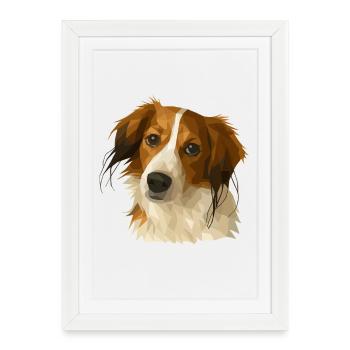 Kooikerhondje en style polygone - Affiche encadrée (27 × 37 cm) - blanc - Devant