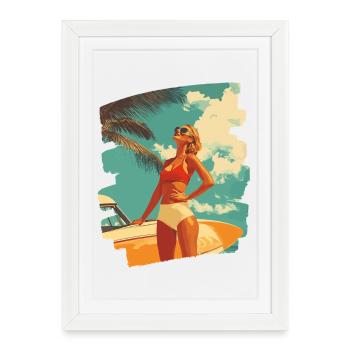 Summer Sun Retro - Framed poster (27 × 37 cm) - white - Front