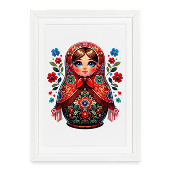 Fille russe ! Matriochka Russe pour Russes - Affiche encadrée (27 × 37 cm) - blanc - Devant