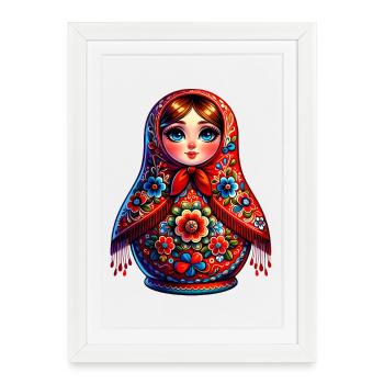 Fille russe ! Matriochka Russe pour Russes - Affiche encadrée (27 × 37 cm) - blanc - Devant