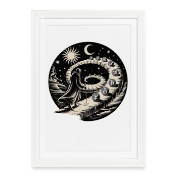 Chemin en spirale de l’alchimiste Symbole Art - Affiche encadrée (27 × 37 cm) - blanc - Devant