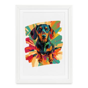 Teckel - Affiche encadrée (27 × 37 cm) - blanc - Devant