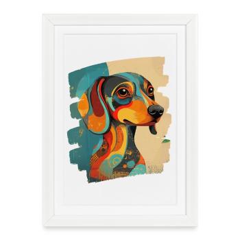 Teckel - Affiche encadrée (27 × 37 cm) - blanc - Devant