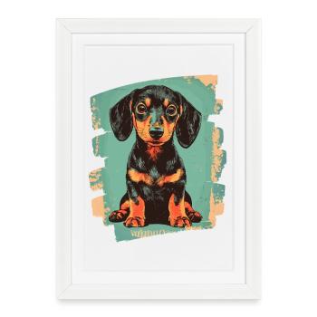 Teckel Dackel - Affiche encadrée (27 × 37 cm) - blanc - Devant