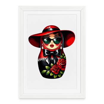 Fille russe ! Matriochka Russe pour Russes - Affiche encadrée (27 × 37 cm) - blanc - Devant