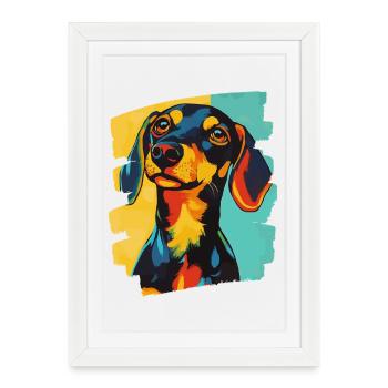 Teckel Dackel - Affiche encadrée (27 × 37 cm) - blanc - Devant