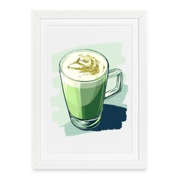Matcha Latte Lover Thé vert - Affiche encadrée (27 × 37 cm) - blanc - Devant