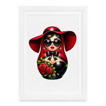 Fille russe ! Matriochka Russe pour Russes - Affiche encadrée (27 × 37 cm) - blanc - Devant