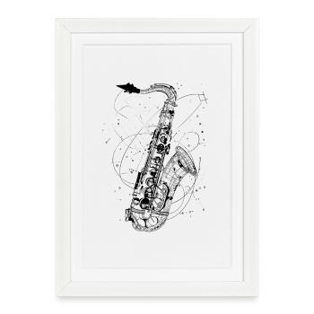 Saxophone Drawing - Framed poster (27 × 37 cm) - white - Front