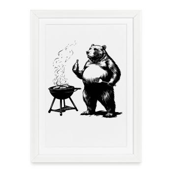 Grill Master Bear Funny Gift for Dads - Framed poster (27 × 37 cm) - white - Front