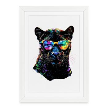 Panther Leopard Big Cat Cute Big Cat Panter - Framed poster (27 × 37 cm) - white - Front