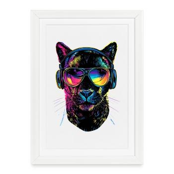 Panther Leopard Big Cat Cute Big Cat Panter - Framed poster (27 × 37 cm) - white - Front