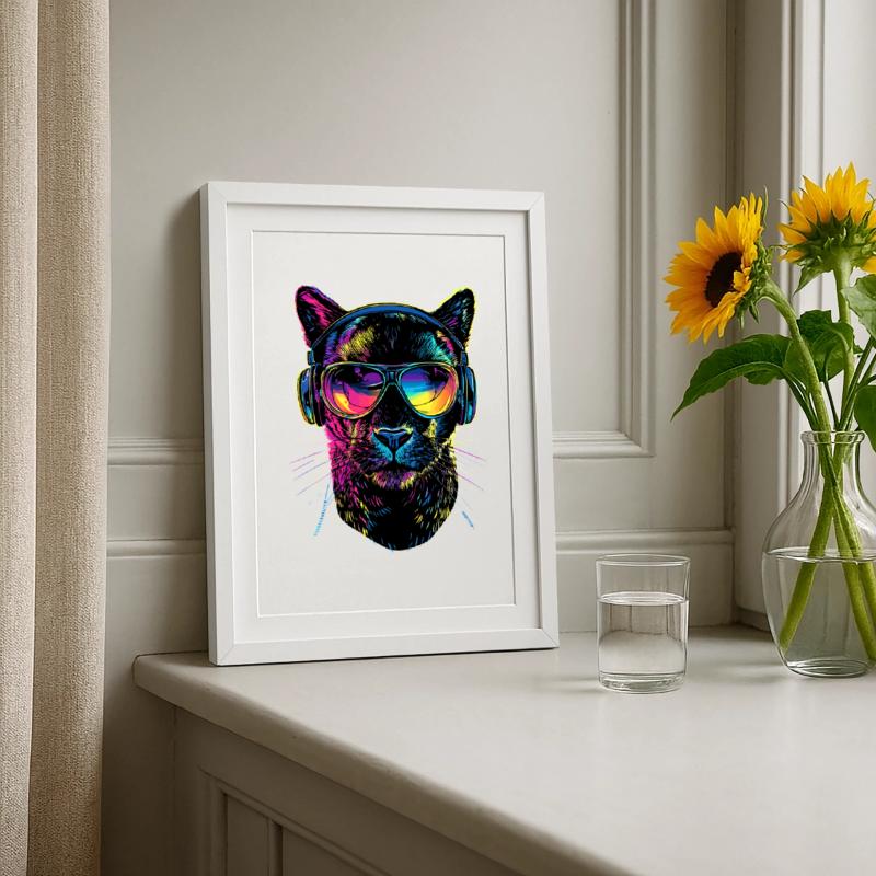 Panther Leopard Raubkatze Süße Großkatze Panter Gerahmtes Poster (27 × 37 cm)