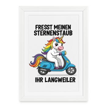 Trottinette Licorne - Affiche encadrée (27 × 37 cm) - blanc - Devant