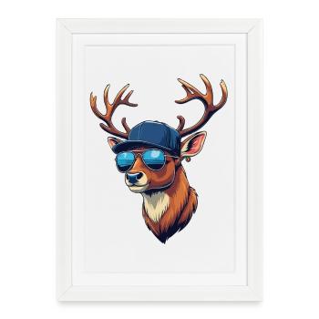 Chasse, chasse, chasse, chasse, cerf, bois de cerf, cerf, - Affiche encadrée (27 × 37 cm) - blanc - Devant