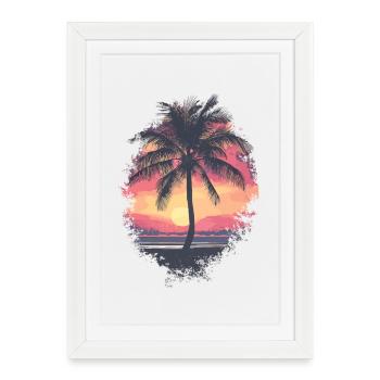 Palm Tree Sunset Summer - Framed poster (27 × 37 cm) - white - Front