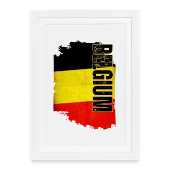 Drapeau vertical de la Belgique, fierté belge - Affiche encadrée (27 × 37 cm) - blanc - Devant