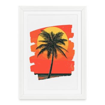 Palm Tree Sunset Summer Sun - Framed poster (27 × 37 cm) - white - Front