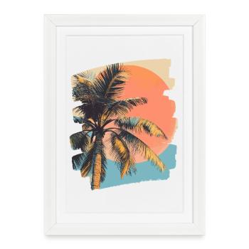 Palm Tree Sunset Summer Sun - Framed poster (27 × 37 cm) - white - Front