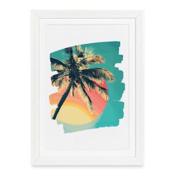 Palm Tree Sunset Summer Sun - Framed poster (27 × 37 cm) - white - Front