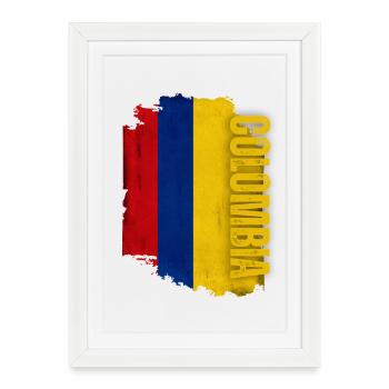 Drapeau vertical de la Colombie, j’aime la Colombie - Affiche encadrée (27 × 37 cm) - blanc - Devant
