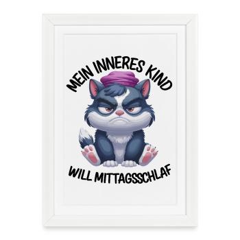 Mein inneres Kind will Mittagsschlaf - Gerahmtes Poster (27 × 37 cm) - Weiß - Vorne