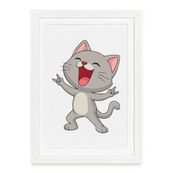Rock'n'Roll Kitty - Framed poster (27 × 37 cm) - white - Front