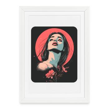 Femme Tête Fleurs Journée Internationale de la Femme Abstrait Créatif - Affiche encadrée (27 × 37 cm) - blanc - Devant