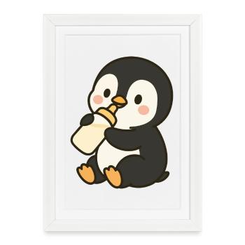 Flacon Pingouin - Affiche encadrée (27 × 37 cm) - blanc - Devant