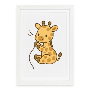 Câlin Girafe Bébé Bonheur - Affiche encadrée (27 × 37 cm) - blanc - Devant