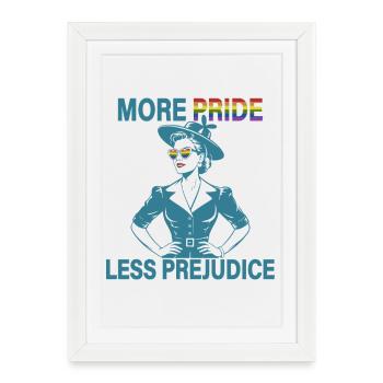 Plus de fierté moins de préjugés Mois de la fierté LGBTQ - Affiche encadrée (27 × 37 cm) - blanc - Devant