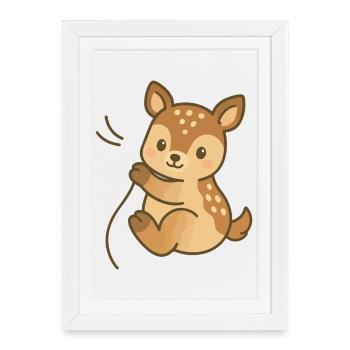 Rêve de faon câlin - Affiche encadrée (27 × 37 cm) - blanc - Devant