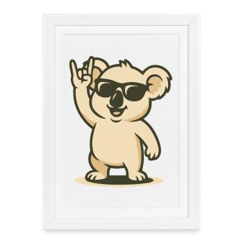Rock’n’Koala - Affiche encadrée (27 × 37 cm) - blanc - Devant