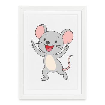 Souris amusante dansante - Affiche encadrée (27 × 37 cm) - blanc - Devant