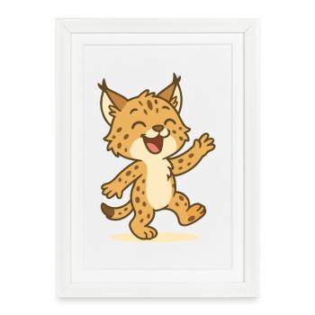 Lynx dansant - Affiche encadrée (27 × 37 cm) - blanc - Devant