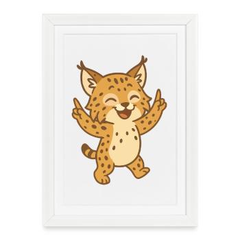 Celebrating lynx - Framed poster (27 × 37 cm) - white - Front