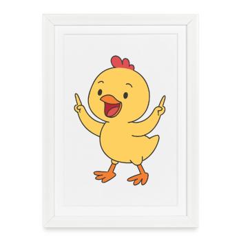 Poussins chanceux - Affiche encadrée (27 × 37 cm) - blanc - Devant