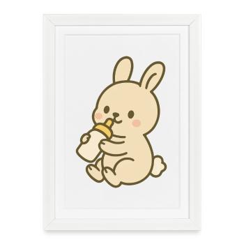 Lapin en flacon - Affiche encadrée (27 × 37 cm) - blanc - Devant