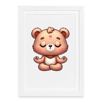 Sweet Bear Yoga Meditation Inner Peace Relax - Framed poster (27 × 37 cm) - white - Front