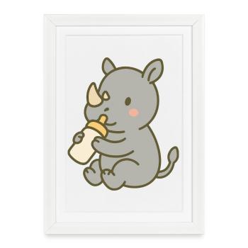 Biberon Rhino Baby - Affiche encadrée (27 × 37 cm) - blanc - Devant