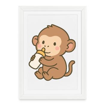 Flacon Singe - Affiche encadrée (27 × 37 cm) - blanc - Devant