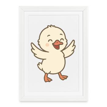 Poussin cygne rieur - Affiche encadrée (27 × 37 cm) - blanc - Devant