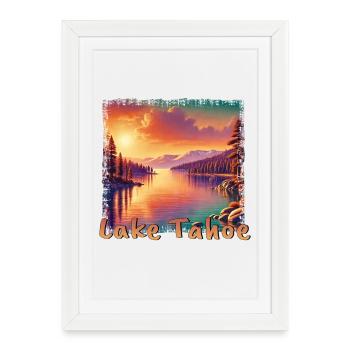 Lac Tahoe, États-Unis, Sierra Nevada, Art Grunge - Affiche encadrée (27 × 37 cm) - blanc - Devant