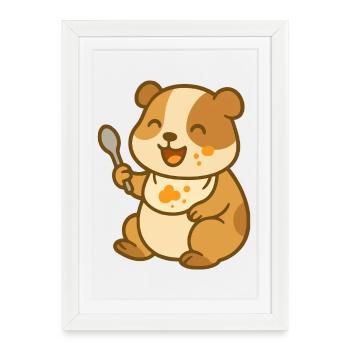 Drôle de cochon d’Inde alimentation pour bébé - Affiche encadrée (27 × 37 cm) - blanc - Devant