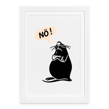 Fauler Seehund sagt NÖ - Lazy Seal Says NO Cartoon - Framed poster (27 × 37 cm) - white - Front